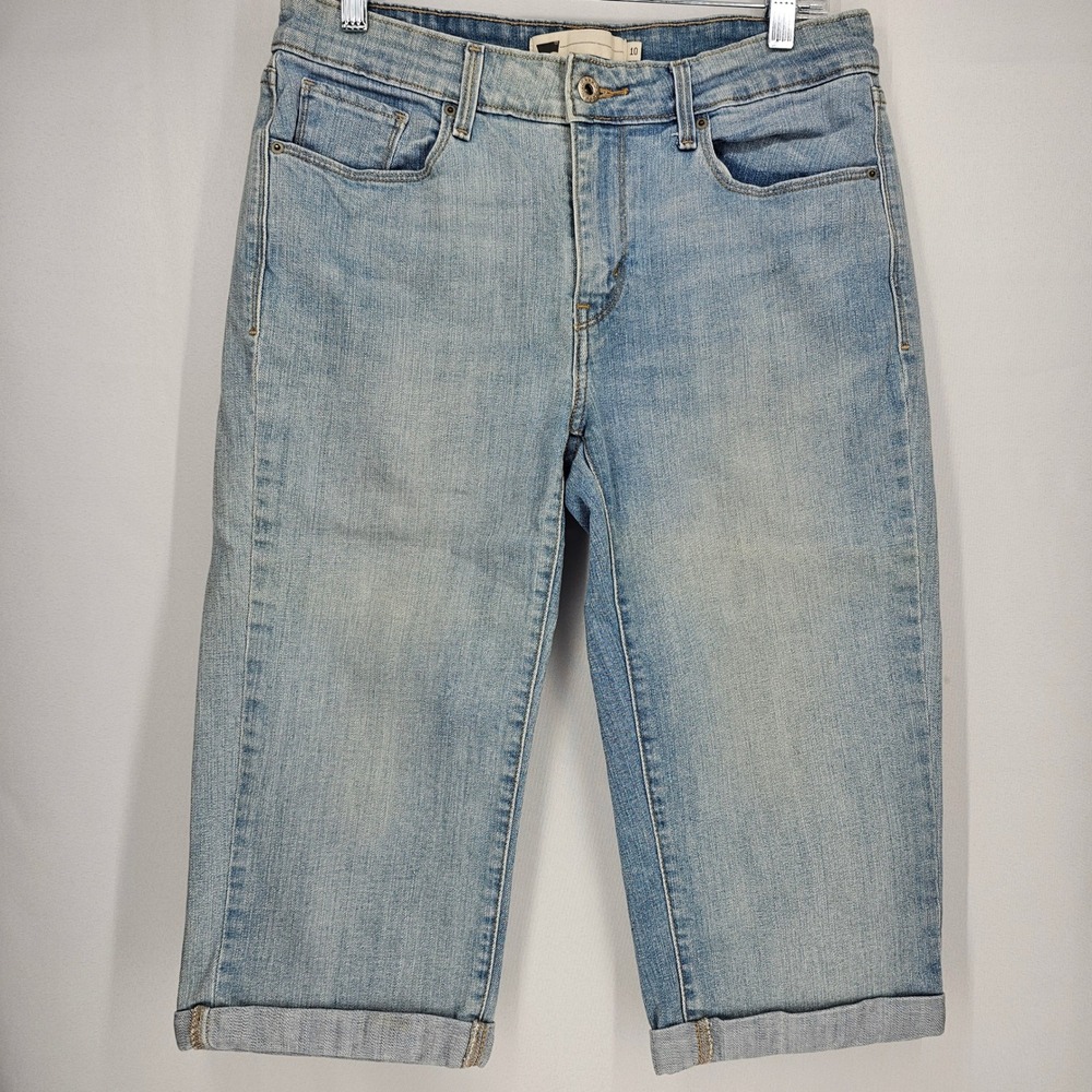 Levis Denim Capri‎ Cropped Jeans Cuffed Hem Light Wash Women's Size 10